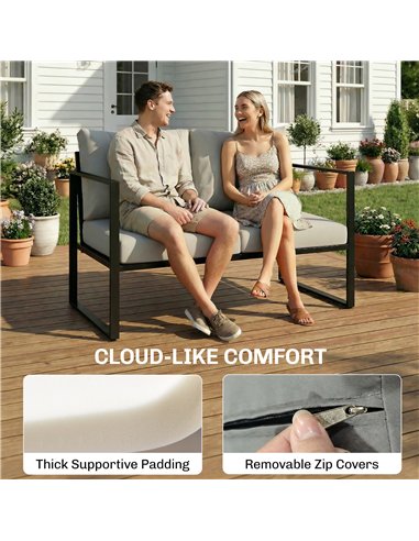 Outsunny Outdoor Garden Furniture Set, 4 Piece Patio Furniture with Slatted Table, Indoor Outdoor Balcony Patio Conservatory Set
