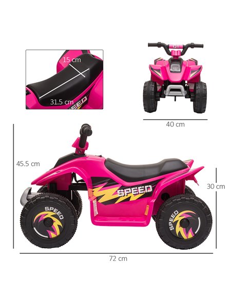 HOMCOM 3+ Kids 6V Electric Ride on Car ATV Toy, Quad Bike with Forward Reverse, Pink - pic 18154 | FastDaddyshop