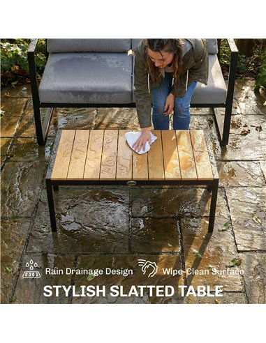 Outsunny Outdoor Garden Furniture Set, 4 Piece Patio Furniture with Slatted Table, Indoor Outdoor Balcony Patio Conservatory Set