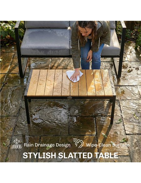 Outsunny Outdoor Garden Furniture Set, 4 Piece Patio Furniture with Slatted Table, Indoor Outdoor Balcony Patio Conservatory Set - pic 181540 | FastDaddyshop