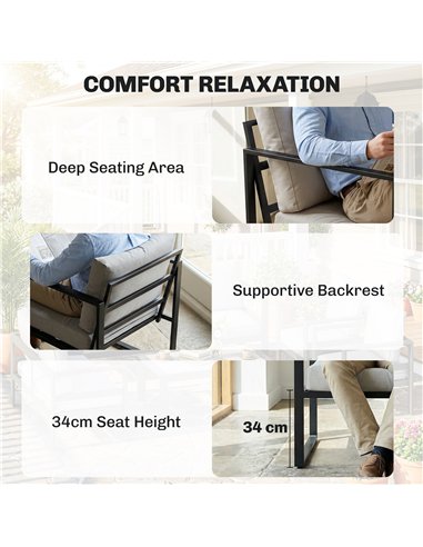 Outsunny Outdoor Garden Furniture Set, 4 Piece Patio Furniture with Slatted Table, Indoor Outdoor Balcony Patio Conservatory Set
