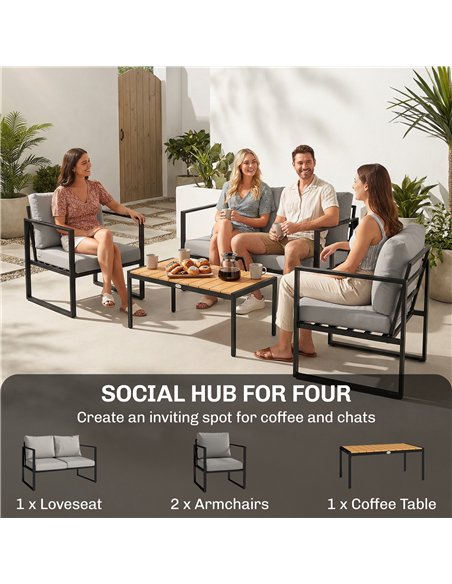 Outsunny Outdoor Garden Furniture Set, 4 Piece Patio Furniture with Slatted Table, Indoor Outdoor Balcony Patio Conservatory Set - pic 181542 | FastDaddyshop