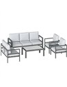 Outsunny 5 Pieces Aluminium Garden Furniture Set with Olefin Cushions, Extra Deep Outdoor Garden Sofa Set, Dark Grey