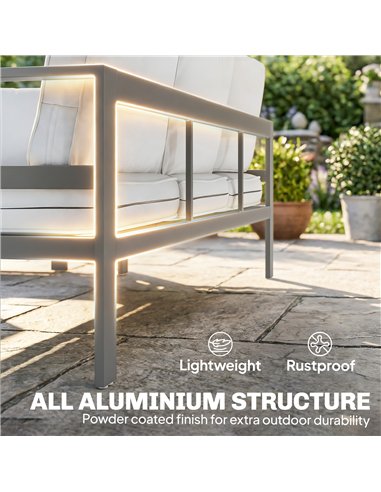 Outsunny 5 Pieces Aluminium Garden Furniture Set with Olefin Cushions, Extra Deep Outdoor Garden Sofa Set, Dark Grey