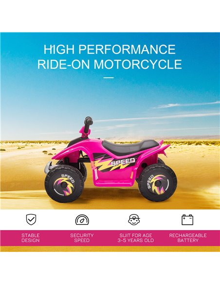 HOMCOM 3+ Kids 6V Electric Ride on Car ATV Toy, Quad Bike with Forward Reverse, Pink - pic 18155 | FastDaddyshop