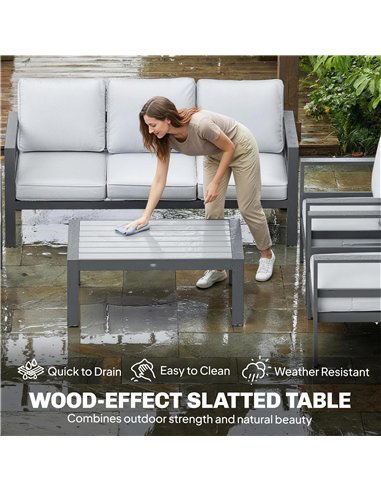 Outsunny 5 Pieces Aluminium Garden Furniture Set with Olefin Cushions, Extra Deep Outdoor Garden Sofa Set, Dark Grey