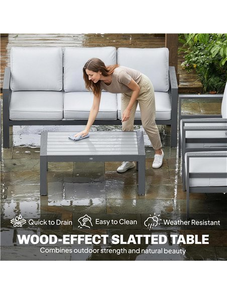 Outsunny 5 Pieces Aluminium Garden Furniture Set with Olefin Cushions, Extra Deep Outdoor Garden Sofa Set, Dark Grey - pic 181550 | FastDaddyshop