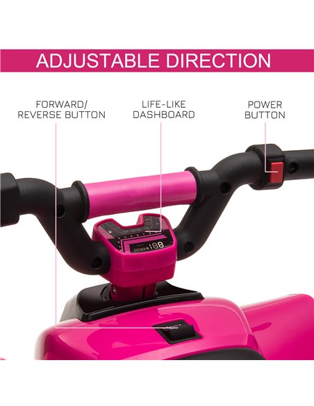 HOMCOM 3+ Kids 6V Electric Ride on Car ATV Toy, Quad Bike with Forward Reverse, Pink - pic 18156 | FastDaddyshop