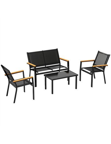 Outsunny Outdoor Sofa 4 Seater Garden Sofa Set with Loveseat 2 Chairs and Coffee Table Black - pic 181562 | FastDaddyshop