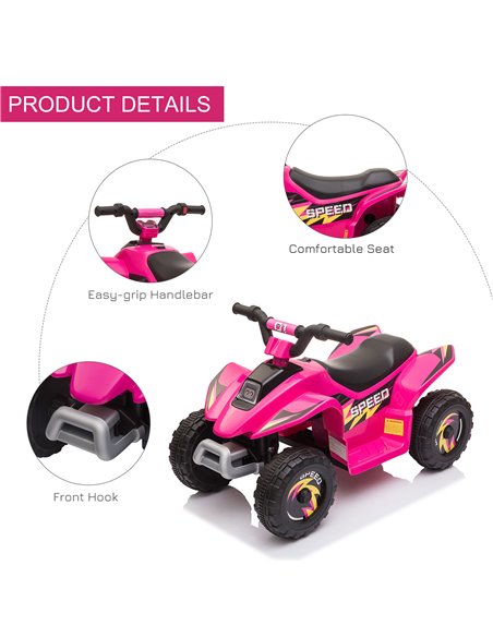 HOMCOM 6V Kids Electric Ride on Car ATV Toy Quad Bike Four Big Wheels w/ Forward Reverse Functions Toddlers for 3-5 Years Old Pi - pic 18157 | FastDaddyshop