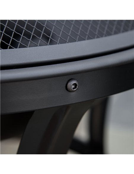 Outsunny Outdoor Fire Pit, Firepit with Mesh Lid, Poker, for Camping, Bonfire, Picnic, Black - pic 181587 | FastDaddyshop