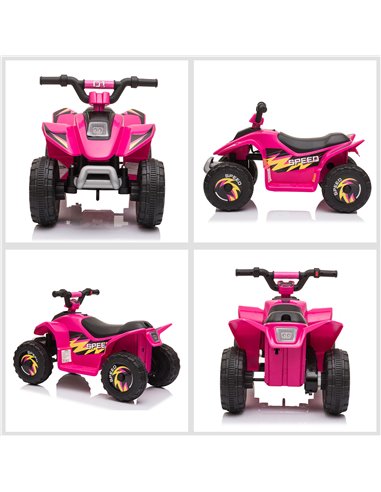 HOMCOM 6V Kids Electric Ride on Car ATV Toy Quad Bike Four Big Wheels w/ Forward Reverse Functions Toddlers for 3-5 Years Old Pi