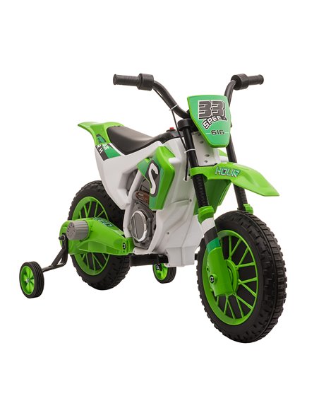 HOMCOM 3+ Kids 12V Electric Motorbike with Training Wheels, Green - pic 18161 | FastDaddyshop