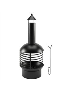 Outsunny Chimney Fire Pit, Portable Wood Burning Firepit with Poker, Charcoal Grid, Outdoor Fireplace for Garden Patio, Black
