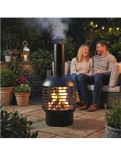 Outsunny Chimney Fire Pit, Portable Wood Burning Firepit with Poker, Charcoal Grid, Outdoor Fireplace for Garden Patio, Black 2