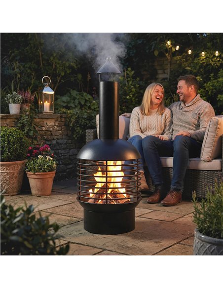 Outsunny Chimney Fire Pit, Portable Wood Burning Firepit with Poker, Charcoal Grid, Outdoor Fireplace for Garden Patio, Black - pic 181617 | FastDaddyshop