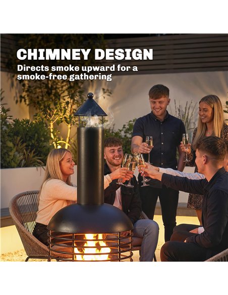Outsunny Chimney Fire Pit, Portable Wood Burning Firepit with Poker, Charcoal Grid, Outdoor Fireplace for Garden Patio, Black - pic 181619 | FastDaddyshop
