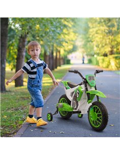 HOMCOM 3+ Kids 12V Electric Motorbike with Training Wheels, Green 2