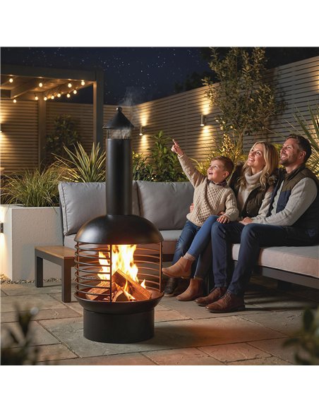 Outsunny Chimney Fire Pit, Portable Wood Burning Firepit with Poker, Charcoal Grid, Outdoor Fireplace for Garden Patio, Black - pic 181622 | FastDaddyshop