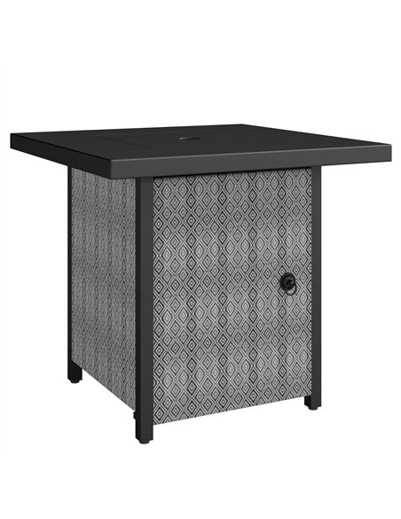 Outsunny Propane Gas Fire Pit Table for Garden, 11.7 KW Smokeless Firepit Outdoor Heater with Wind Guard, Glass Rocks, Lid, Blac - pic 181625 | FastDaddyshop