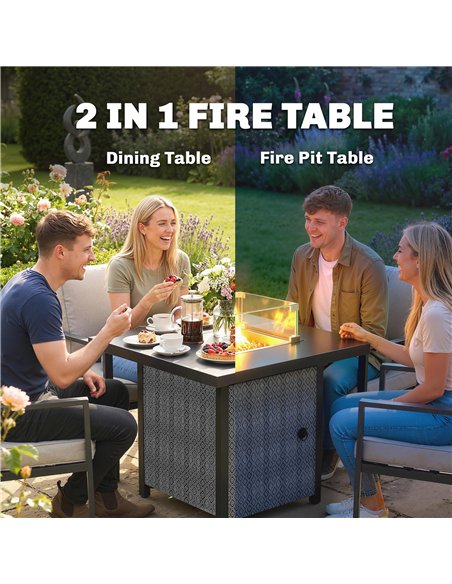 Outsunny Propane Gas Fire Pit Table for Garden, 11.7 KW Smokeless Firepit Outdoor Heater with Wind Guard, Glass Rocks, Lid, Blac - pic 181628 | FastDaddyshop