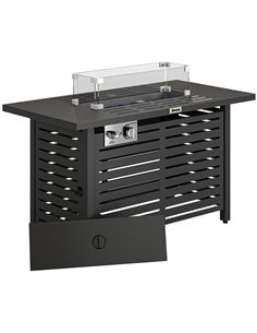 Outsunny Propane Gas Fire Pit Table, Outdoor Firepit with 43" Steel Tabletop and Lid, 50,000 BTU Pulse Ignition Fire Table w/ St