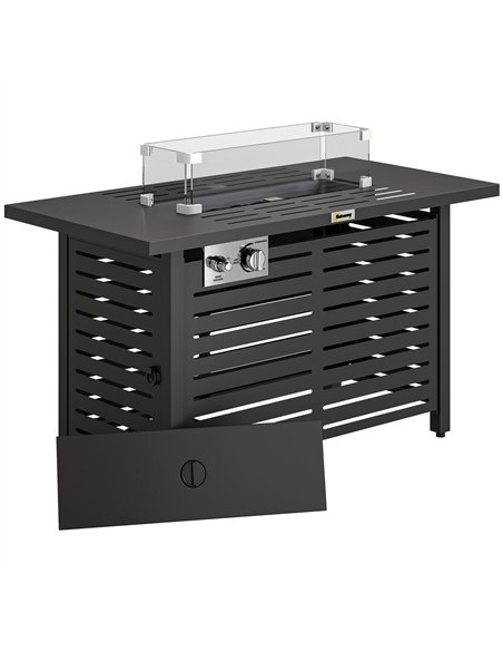 Outsunny Propane Gas Fire Pit Table, Outdoor Firepit with 43" Steel Tabletop and Lid, 50,000 BTU Pulse Ignition Fire Table w/ St - pic 181634 | FastDaddyshop