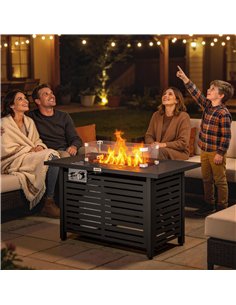 Outsunny Propane Gas Fire Pit Table, Outdoor Firepit with 43" Steel Tabletop and Lid, 50,000 BTU Pulse Ignition Fire Table w/ St 2