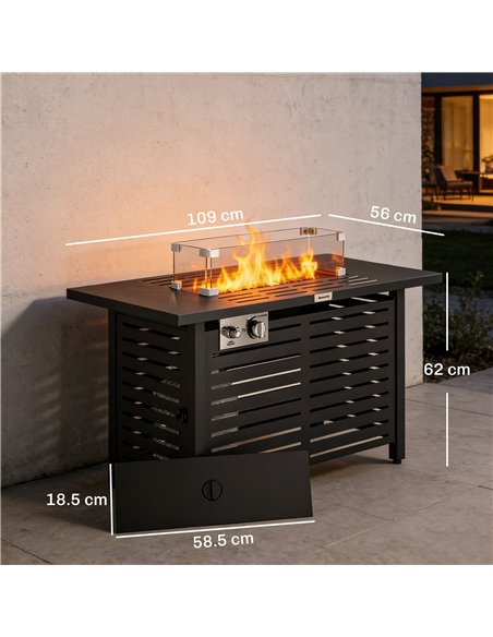 Outsunny Propane Gas Fire Pit Table, Outdoor Firepit with 43" Steel Tabletop and Lid, 50,000 BTU Pulse Ignition Fire Table w/ St - pic 181636 | FastDaddyshop