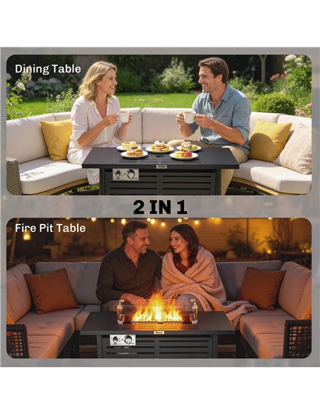 Outsunny Propane Gas Fire Pit Table, Outdoor Firepit with 43" Steel Tabletop and Lid, 50,000 BTU Pulse Ignition Fire Table w/ St - pic 181637 | FastDaddyshop