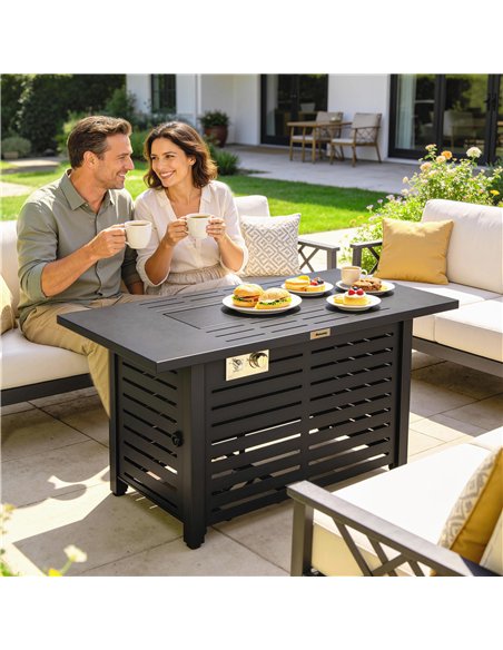 Outsunny Propane Gas Fire Pit Table, Outdoor Firepit with 43" Steel Tabletop and Lid, 50,000 BTU Pulse Ignition Fire Table w/ St - pic 181641 | FastDaddyshop