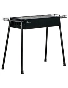 Outsunny Portable Charcoal BBQ Grill with Seasoning Baskets for Camping Picnic Hiking
