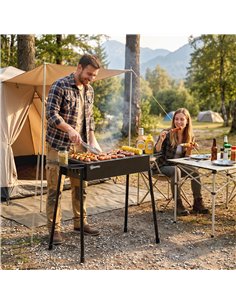 Outsunny Portable Charcoal BBQ Grill with Seasoning Baskets for Camping Picnic Hiking 2
