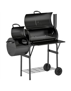 Outsunny Barbecue Grill Portable Outdoor Charcoal BBQ Grill with Offset Smoker 109 x 60 x 120 cm Black