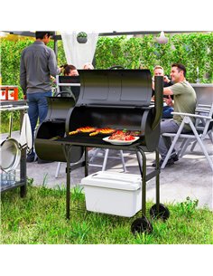 Outsunny Barbecue Grill Portable Outdoor Charcoal BBQ Grill with Offset Smoker 109 x 60 x 120 cm Black 2