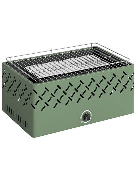 Outsunny Portable Charcoal BBQ Grill, Battery Powered Barbecue Grill with Built-in Fan for Camping Picnic, Light Green - pic 181661 | FastDaddyshop