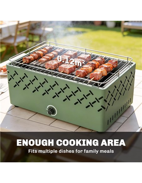 Outsunny Portable Charcoal BBQ Grill, Battery Powered Barbecue Grill with Built-in Fan for Camping Picnic, Light Green - pic 181665 | FastDaddyshop