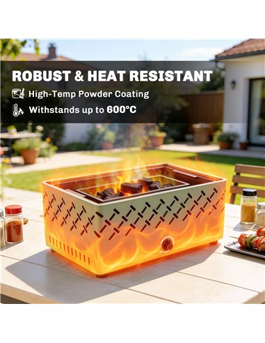 Outsunny Portable Charcoal BBQ Grill, Battery Powered Barbecue Grill with Built-in Fan for Camping Picnic, Light Green