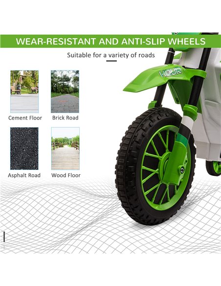 HOMCOM 12V Kids Electric Motorbike Ride On Motorcycle Vehicle Toy with Training Wheels for 3-5 Years Old, Green - pic 18167 | FastDaddyshop
