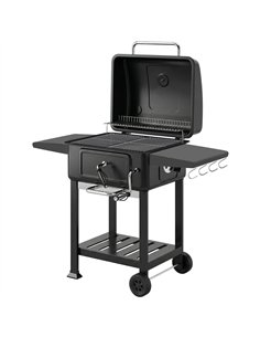 Outsunny Charcoal BBQ Grill with Adjustable Charcoal Pan, Large Barbecue Grill Smoker with Side Tables, Temperature for Outdoor