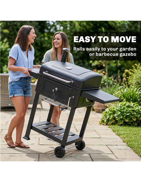 Outsunny Charcoal BBQ Grill with Adjustable Charcoal Pan, Large Barbecue Grill Smoker with Side Tables, Temperature for Outdoor - pic 181678 | FastDaddyshop