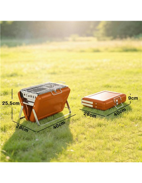 Outsunny Charcoal BBQ Grill Portable Stainless Steel Barbecue with Tilting Grate for Camping Picnic Garden Orange - pic 181681 | FastDaddyshop