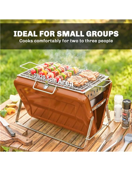 Outsunny Charcoal BBQ Grill Portable Stainless Steel Barbecue with Tilting Grate for Camping Picnic Garden Orange - pic 181684 | FastDaddyshop