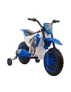 HOMCOM 3+ Kids 12V Electric Motorbike with Training Wheels, Blue