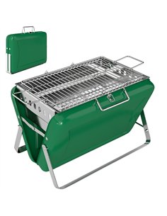 Outsunny Charcoal BBQ Grill Portable Stainless Steel Barbecue with Tilting Grate for Camping Picnic Garden Dark Green