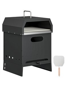 Outsunny 3 in 1 Outdoor Pizza Oven, Portable Wood Fired Pizza Maker with Handles, Stone and Peel