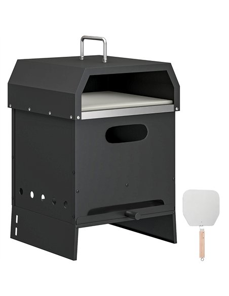 Outsunny 3 in 1 Outdoor Pizza Oven, Portable Wood Fired Pizza Maker with Handles, Stone and Peel - pic 181724 | FastDaddyshop