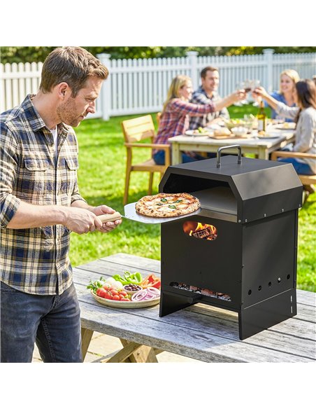 Outsunny 3 in 1 Outdoor Pizza Oven, Portable Wood Fired Pizza Maker with Handles, Stone and Peel - pic 181725 | FastDaddyshop