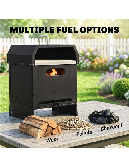 Outsunny 3 in 1 Outdoor Pizza Oven, Portable Wood Fired Pizza Maker with Handles, Stone and Peel - pic 181728 | FastDaddyshop