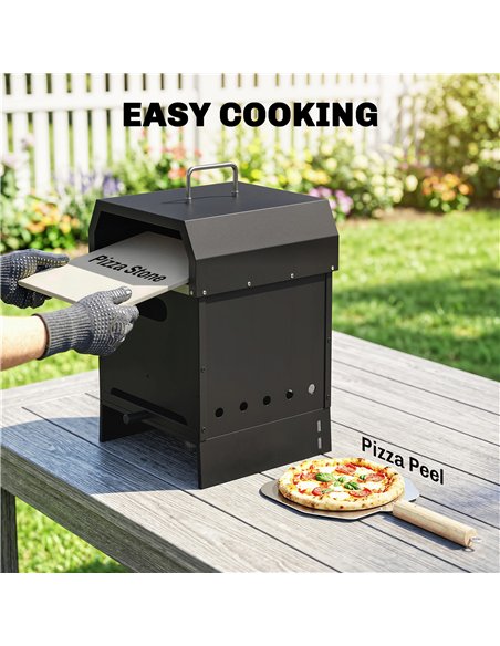 Outsunny 3 in 1 Outdoor Pizza Oven, Portable Wood Fired Pizza Maker with Handles, Stone and Peel - pic 181729 | FastDaddyshop